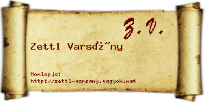Zettl Varsány névjegykártya